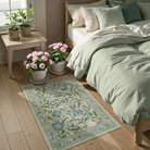 Solace Washable Boho French Elegant Floral Green Rug Rugs Lahome