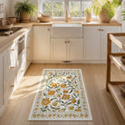 Solace Washable Boho French Elegant Floral Yellow Rug Rugs Lahome