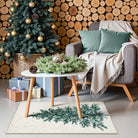Velours Christmas Washable Tree and Snowflake Beige Rug Area Rugs Lahome