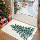 Velours Christmas Washable Tree and Snowflake Beige Rug Area Rugs Lahome