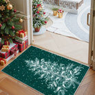 Velours Christmas Washable Tree and Snowflake Green Rug Area Rugs Lahome 2' x 3'