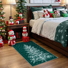 Velours Christmas Washable Tree and Snowflake Green Rug Area Rugs Lahome