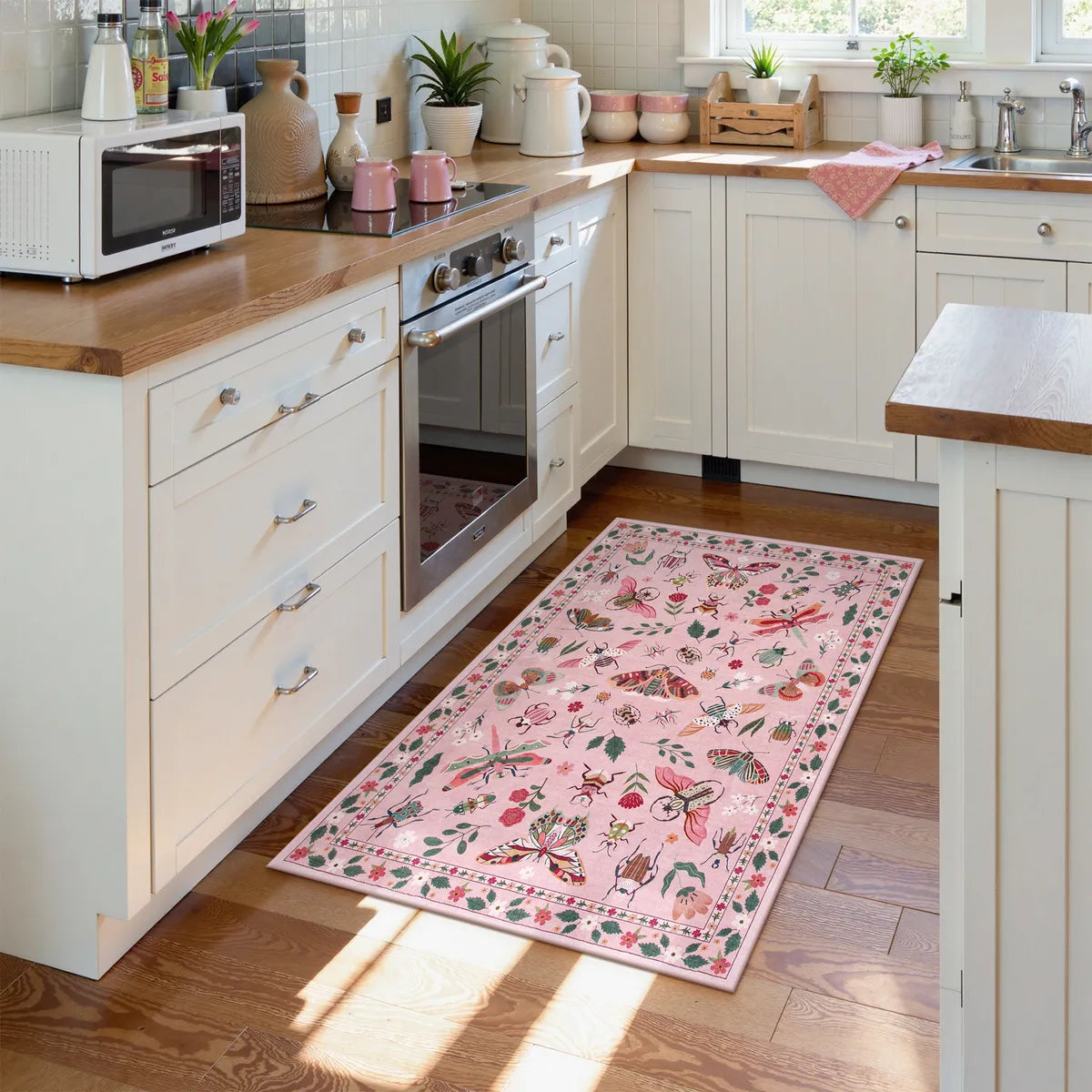 Vionnet Washable Modern Parisian Insect Pink Rug Area Rugs Lahome