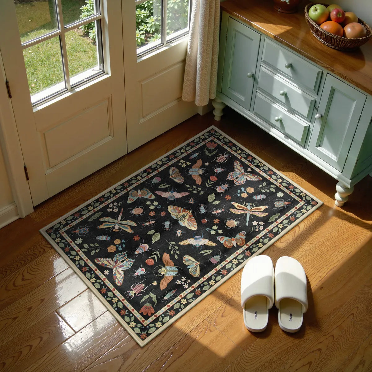 Vionnet Washable Modern Parisian Insect Black Rug Rugs Lahome