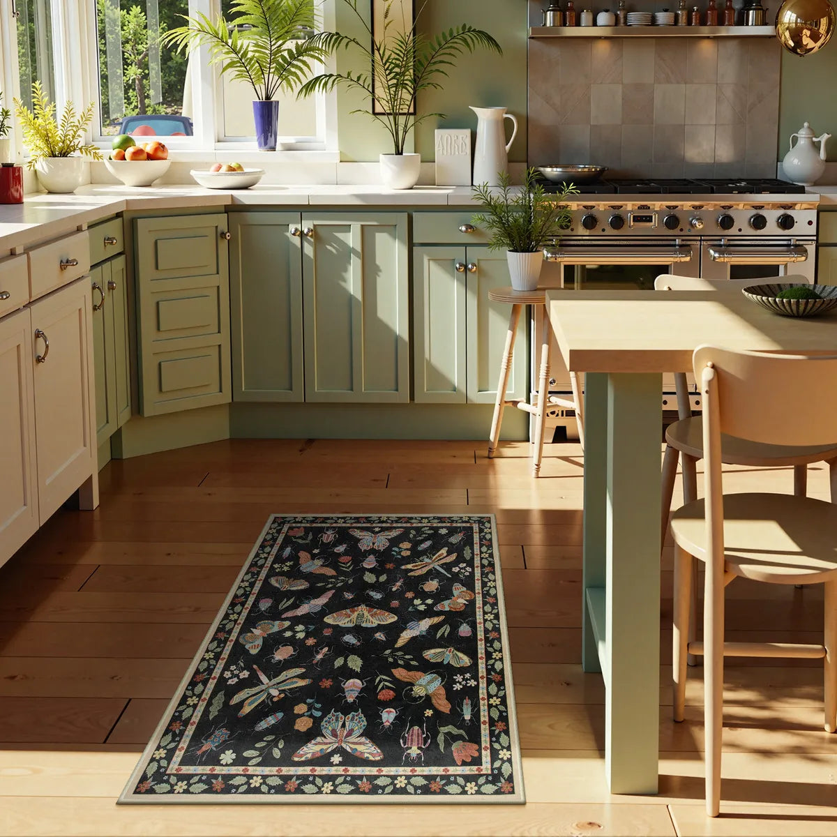 Vionnet Washable Modern Parisian Insect Black Rug Rugs Lahome