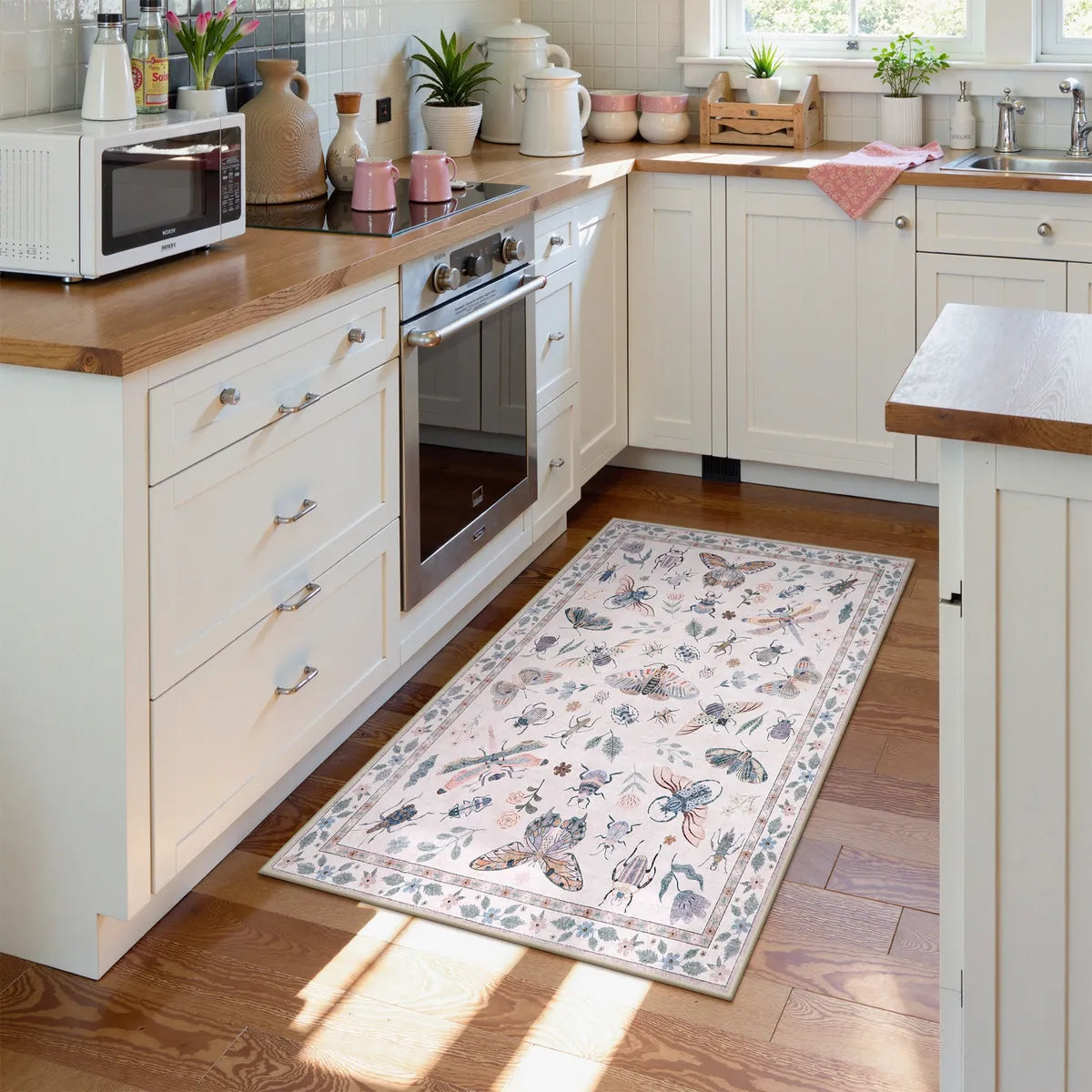 Vionnet Washable Modern Parisian Insect Light Pink Rug1 Area Rugs Lahome