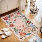 Flore Washable Boho Modern Parisian Floral Scalloped Light Pink Rug Area Rugs Lahome 2' x 3'