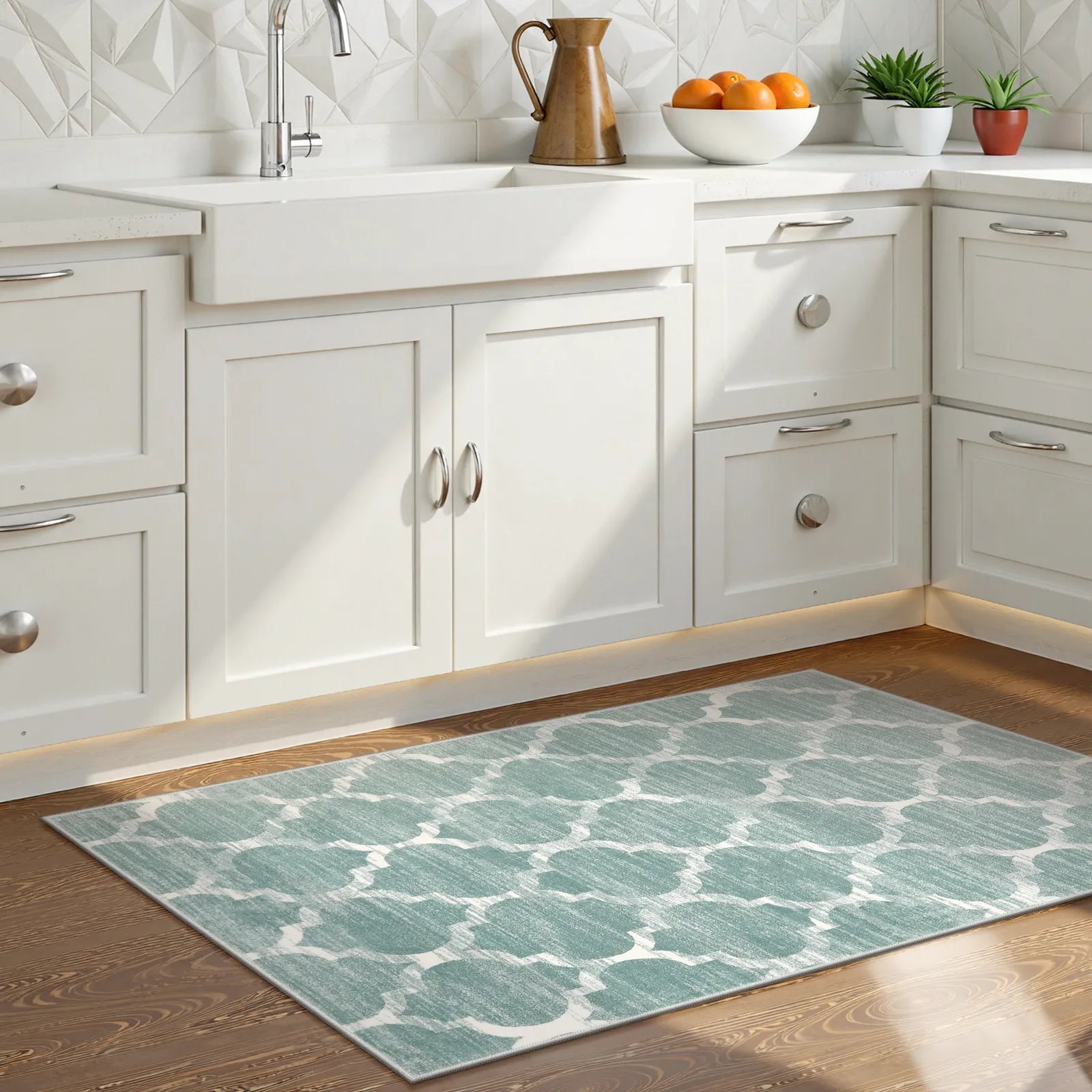 Clearance Meline Washable Classic Moroccan Trellis Sage Green Rug Clearance Rugs Lahome 2' x 4'