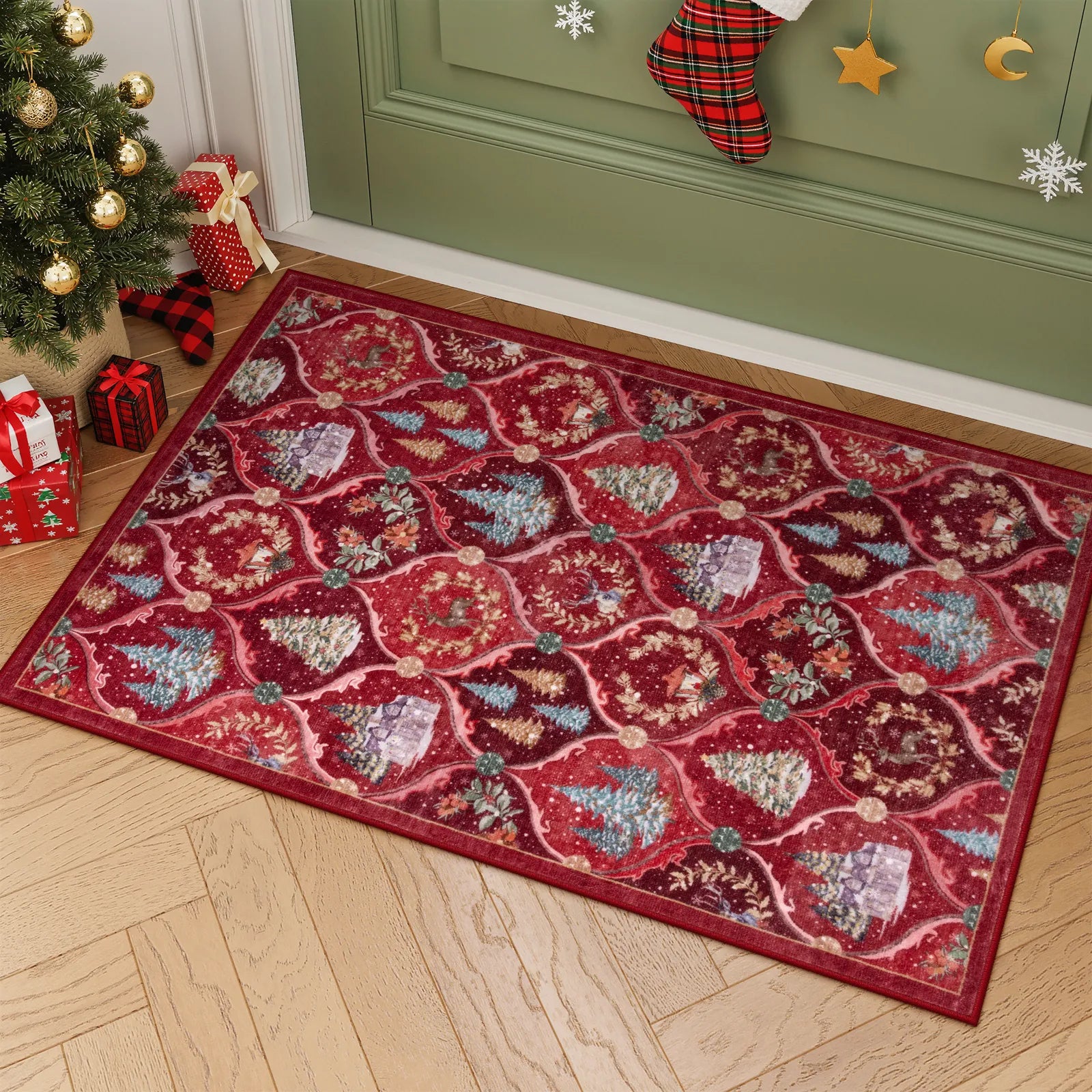Pascal Christmas Washable World Moroccan Red Rug Area Rugs Lahome