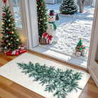 Velours Christmas Washable Tree and Snowflake Beige Rug Area Rugs Lahome