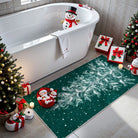 Velours Christmas Washable Tree and Snowflake Green Rug Area Rugs Lahome