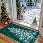 Velours Christmas Washable Tree and Snowflake Green Rug Area Rugs Lahome