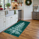Velours Christmas Washable Tree and Snowflake Green Rug Area Rugs Lahome