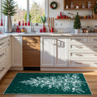 Velours Christmas Washable Tree and Snowflake Green Rug Area Rugs Lahome