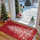 Velours Christmas Washable Tree and Snowflake Red Rug Area Rugs Lahome 2' x 4'