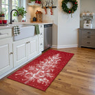 Velours Christmas Washable Tree and Snowflake Red Rug Area Rugs Lahome