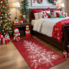 Velours Christmas Washable Tree and Snowflake Red Rug Area Rugs Lahome