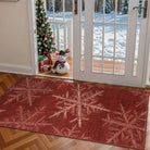 Perle Christmas Washable Crystal Snowflake Red Rug Area Rugs Lahome 2' x 4'