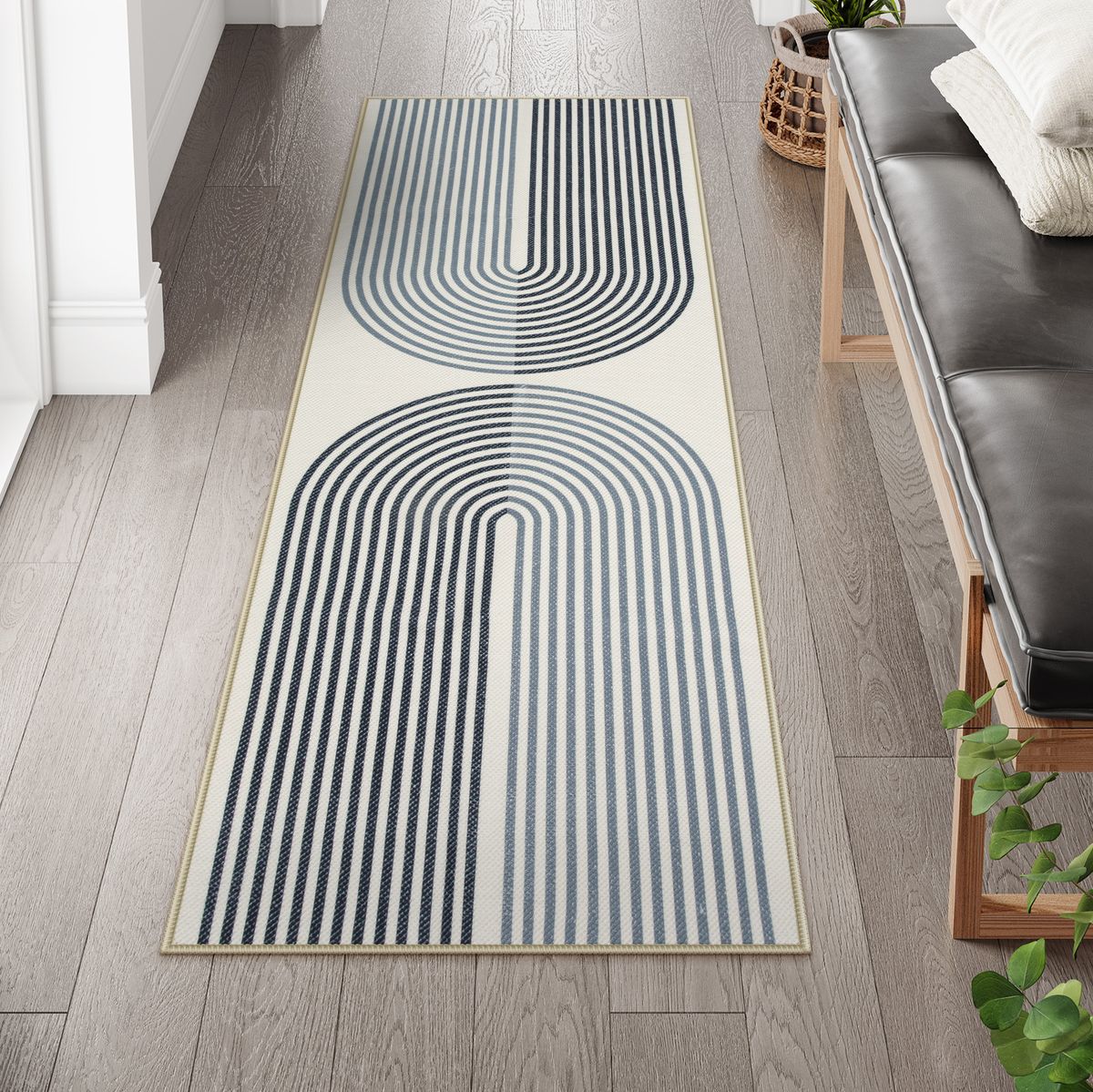 Sarrah Washable Modern Minimalism Rainbow Blue Runner Rug Runner Rugs Lahome