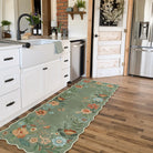Flore Washable Boho Whimsical Floral Green 2 Piece Rug Set Rug Set Lahome