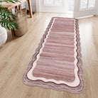 Estelle Washable Modern Abstract Bordered Scalloped Pink Rug Clearance Rugs Lahome 2' x 6'