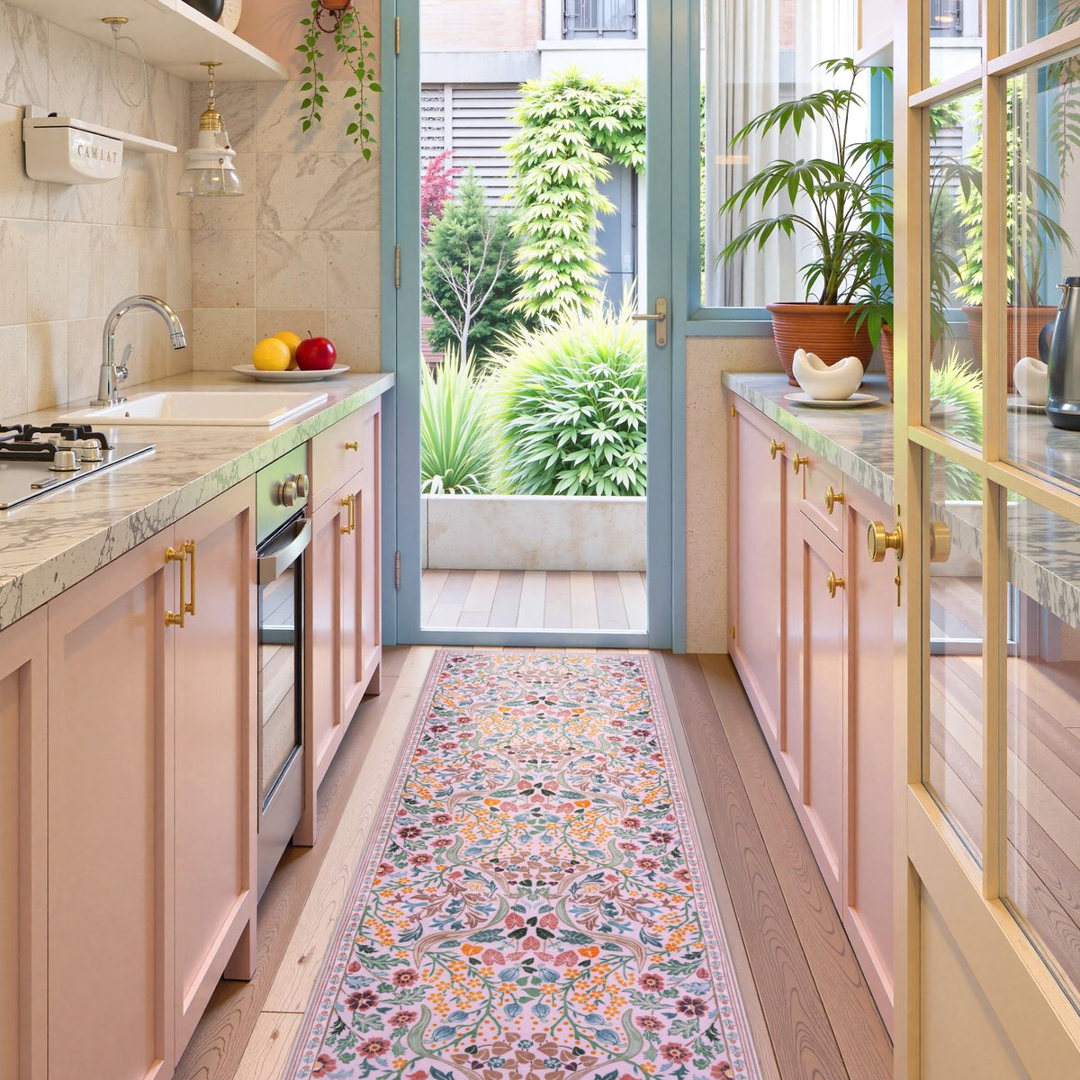 Clearance Claude Washable Maximalism Vibrant Blossom Floral 2x6 Pink Runner Rug Clearance Rugs Lahome