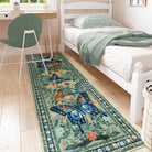 Leonie Washable Butterfly Floral Blossom Green Rug Area Rugs Lahome