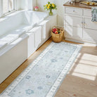 Cachet Washable Boho Oushak Floral Light Blue Rug Rugs Lahome