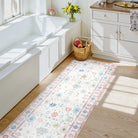 Cachet Washable Boho Oushak Floral Pink Rug Rugs Lahome