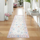 Cachet Washable Boho Oushak Floral Pink Rug Rugs Lahome 2' x 6'