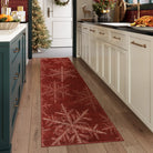 Perle Christmas Washable Crystal Snowflake Red Rug Area Rugs Lahome 2' x 6'
