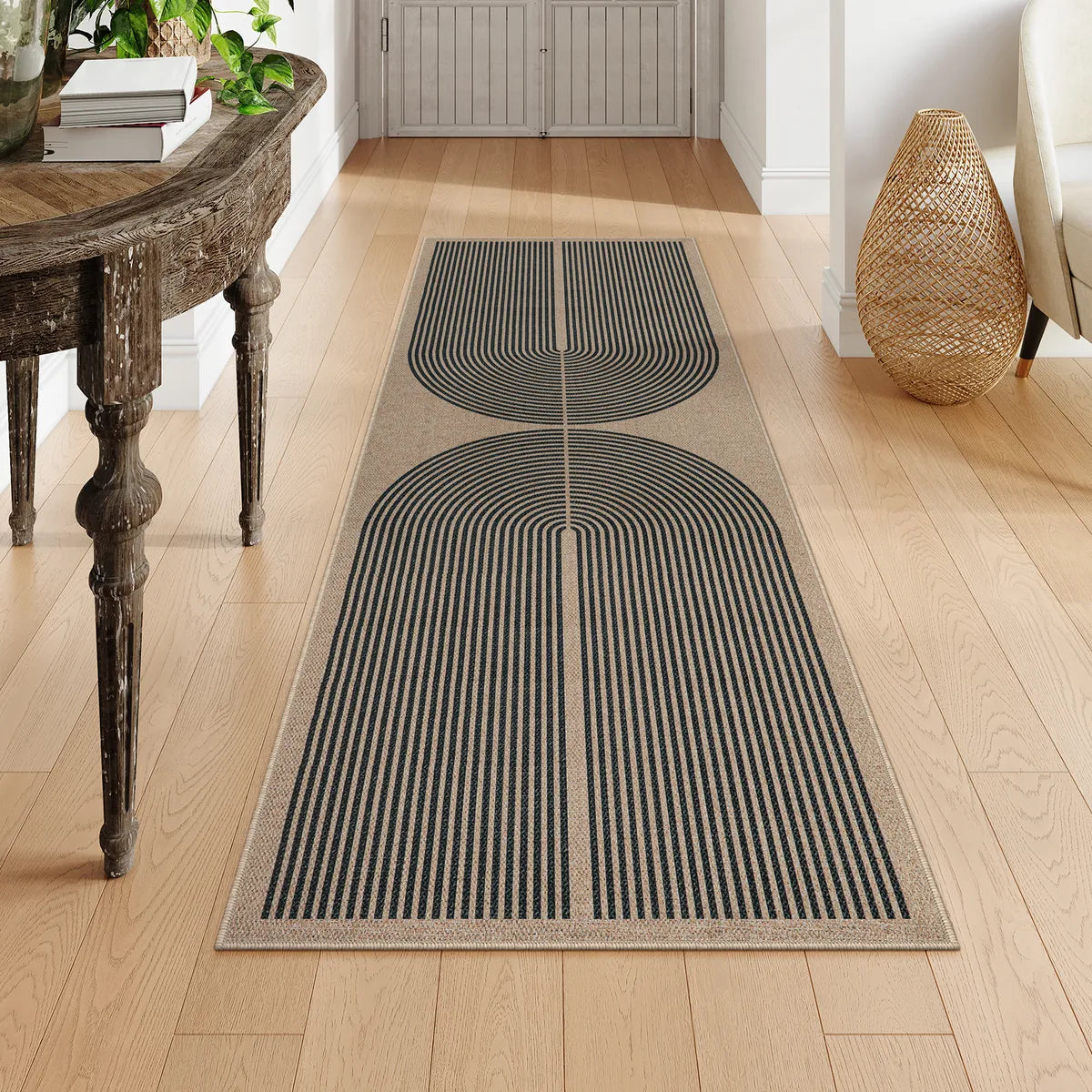 Enfys Washable Modern Rainbow Easy Jute Khaki Indoor/Outdoor Rug Clearance Rugs Lahome