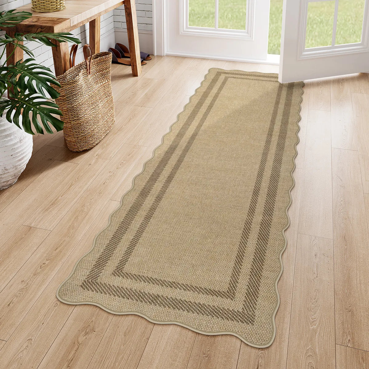 Linoe Washable Layered Wavy Oatmeal Easy Jute Rug Rugs Lahome