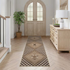Lunette Washable Tribal Soft Easy Jute Tan Indoor/Outdoor Runner Rug Easy Jute Rug Lahome