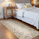 Solene Washable Modern Blooming Floral Garden Beige Rug Area Rugs Lahome