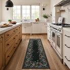 Solene Washable Modern Blooming Floral Garden Black Rug Area Rugs Lahome 2' x 6'