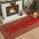 Nolan Christmas Washable Modern Blooming Floral Garden Red Rug Area Rugs Lahome