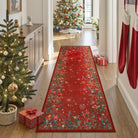Nolan Christmas Washable Modern Blooming Floral Garden Red Rug Area Rugs Lahome 2' x 6'