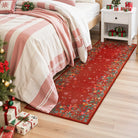 Nolan Christmas Washable Modern Blooming Floral Garden Red Rug Area Rugs Lahome