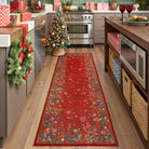 Nolan Christmas Washable Modern Blooming Floral Garden Red Rug Area Rugs Lahome
