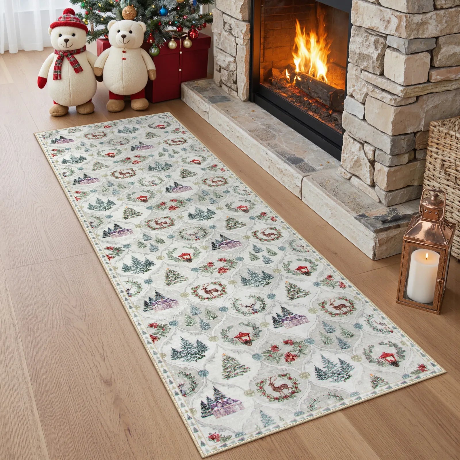Pascal Christmas Washable World Moroccan Beige Rug Area Rugs Lahome 2' x 6'