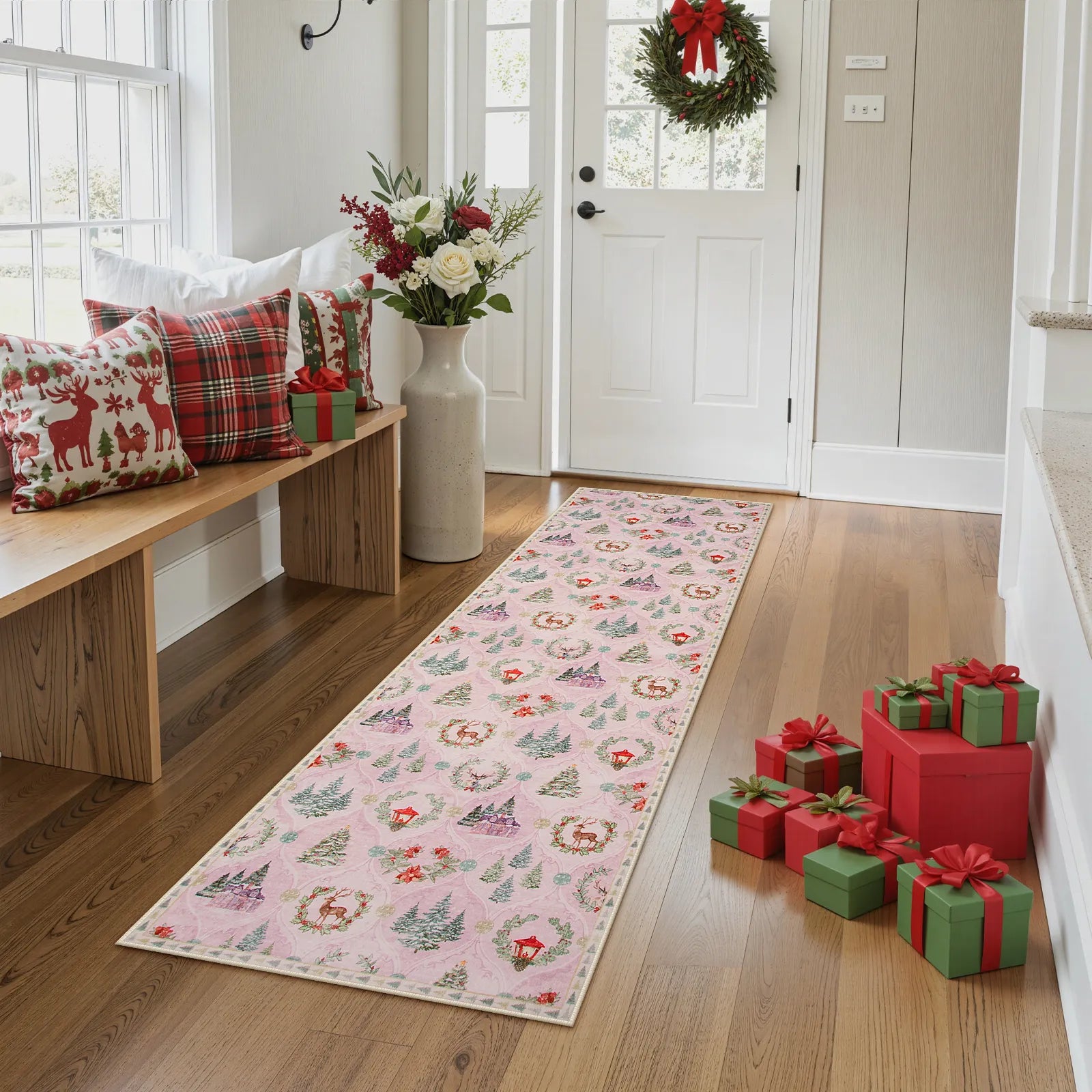 Pascal Christmas Washable World Moroccan Pink Rug Area Rugs Lahome