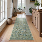 Solace Washable Boho French Elegant Floral Green Rug Rugs Lahome