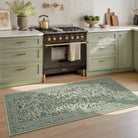 Solace Washable Boho French Elegant Floral Green Rug Rugs Lahome