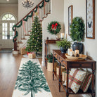 Velours Christmas Washable Tree and Snowflake Beige Rug Area Rugs Lahome 2' x 6'