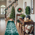 Velours Christmas Washable Tree and Snowflake Green Rug Area Rugs Lahome