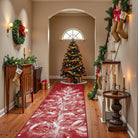 Velours Christmas Washable Tree and Snowflake Red Rug Area Rugs Lahome