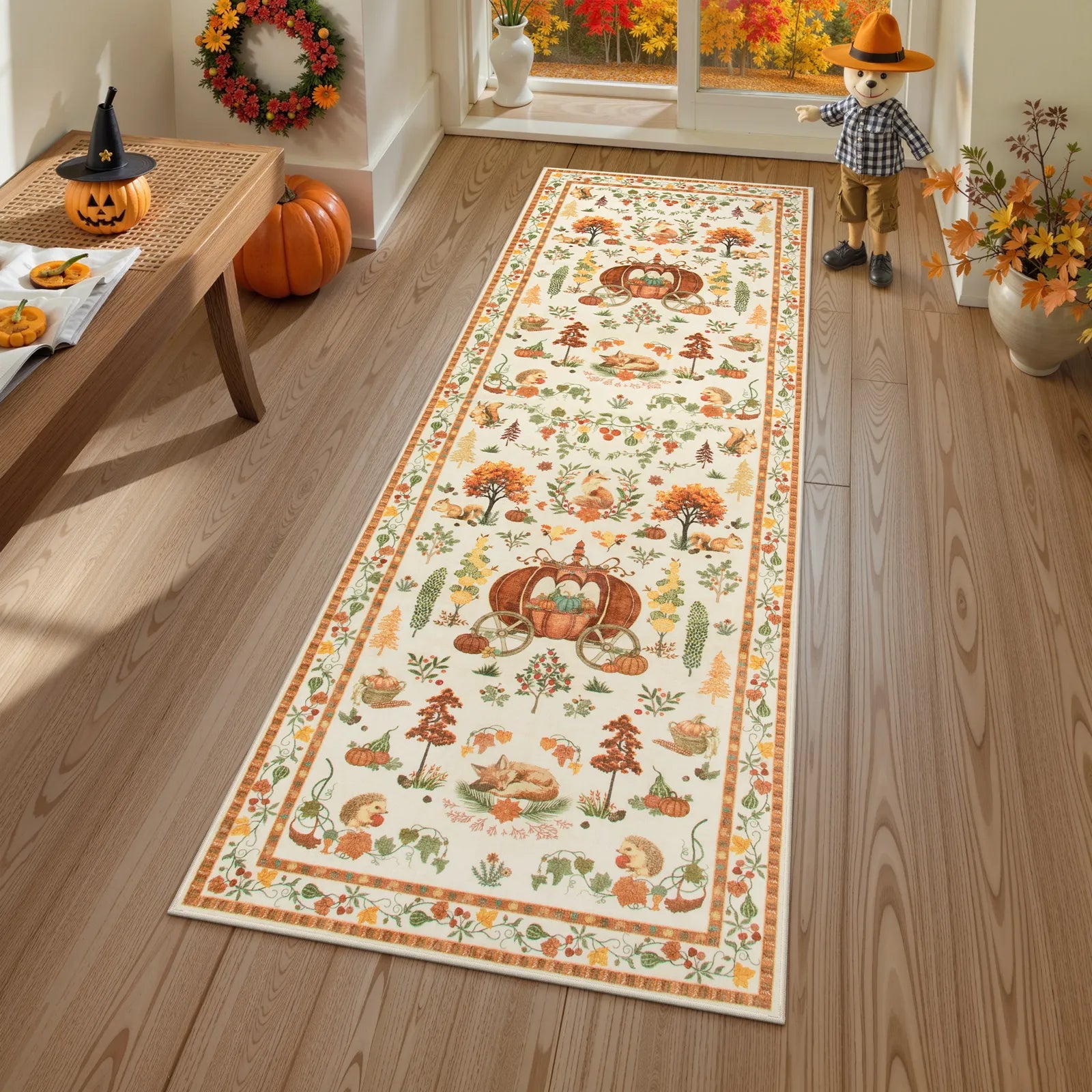 Violette Washable Halloween Pumpkin Yellow Rug Rugs Lahome