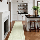 Darrell Washable Abstract Rainbow Stripe Green/White Rug Area Rugs Lahome 2' x 6'