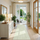 Darrell Washable Abstract Rainbow Stripe Green/White Rug Area Rugs Lahome